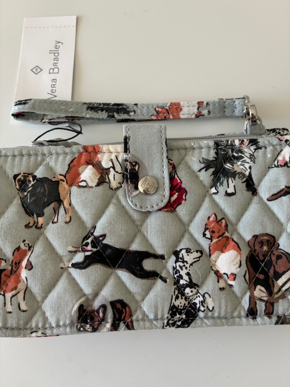 NWT!  Vera Bradley RFID Smartphone  Quilted Dog Pattern Wristlet.
